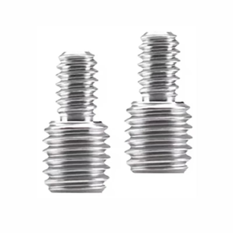4pcs M6 1/4-20 Male to 3/8 Male Stainless Steel and Carbon Steel Thread Adapter Outside Thread Double Head Transfer Screw Bolt