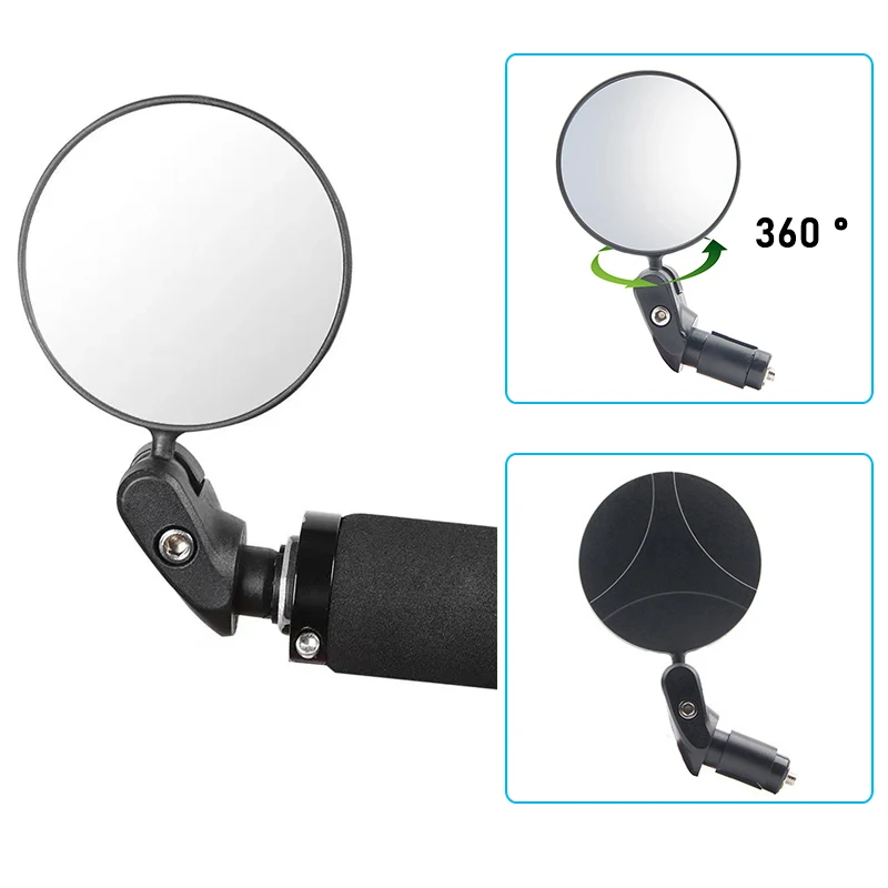 Motorcycle Handle Bar End Rear View Mirror Adjustable 360° Convex Round Mirror Auxiliary Rearview Mirror for Bike Moto Handlebar
