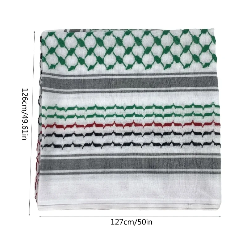 127*127cm Keffiyeh Scarf Geometric Jacquard Arab Turban Shawl Wrap Desert Square Scarves Bandana Head Wraps for Men Women