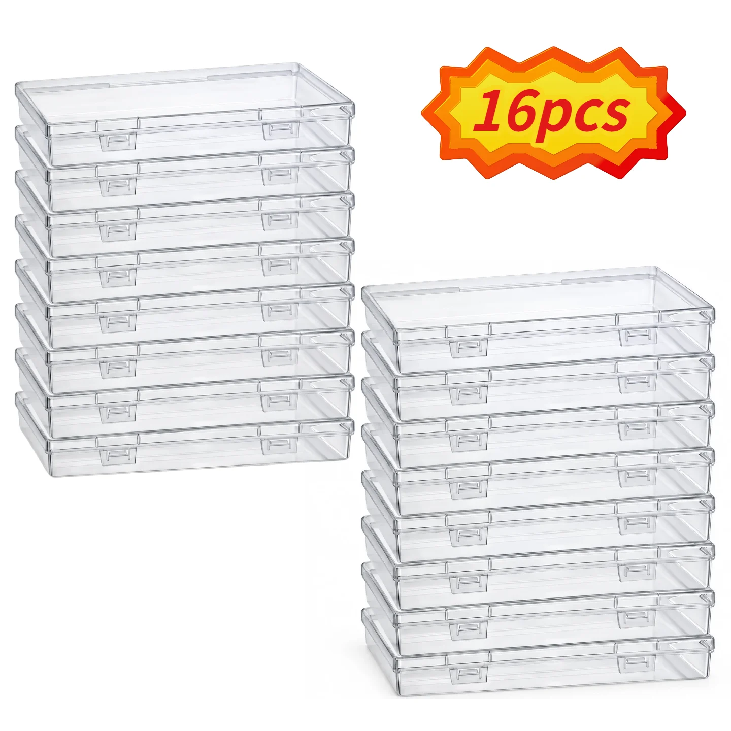 2/5/8/16pcs Rectangle PP Plastic Container Box Bead Storage Organizer Box Dustproof Case with Hinged Lid for Making Kit