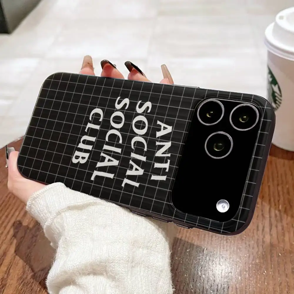 A-Anti Social S-Social Club Soft Corrugated Transparent Phone Case For IPhone 17 15 16 11 12 13 14 Pro Max Plus Pro