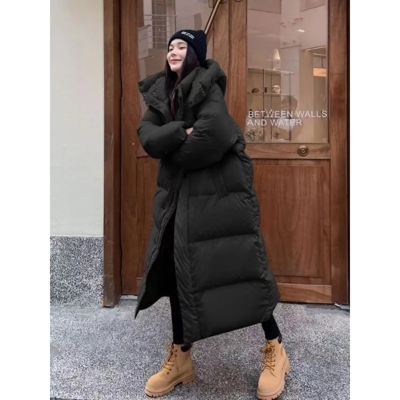 Women's Autumn Winter Top Coat Cotton Coat Hooded Mid-Length Plus Size Thick Warm Retro Comfortable Loose Casual Niche Versatile