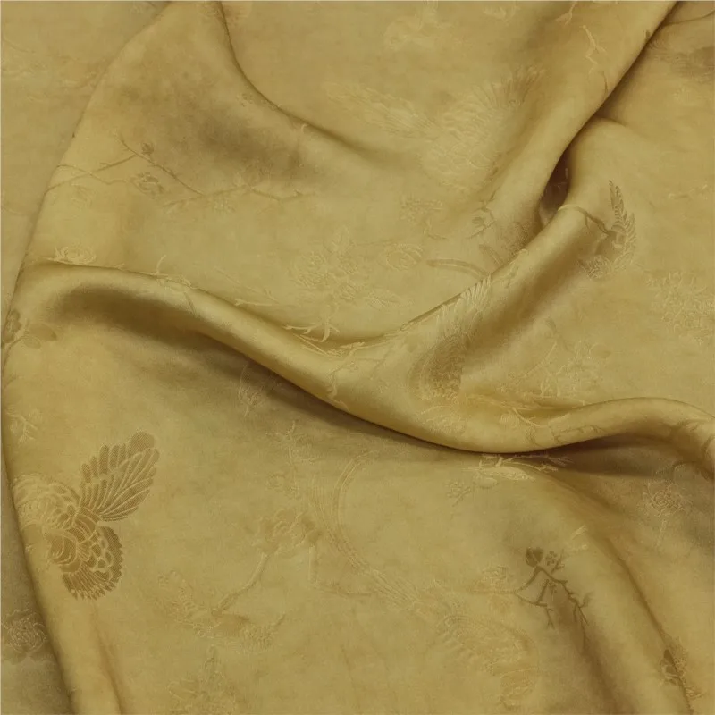 

New Chinese-style soil-dyed silk Sambo satin jacquard fabric cold-dyed and stir-fried designer