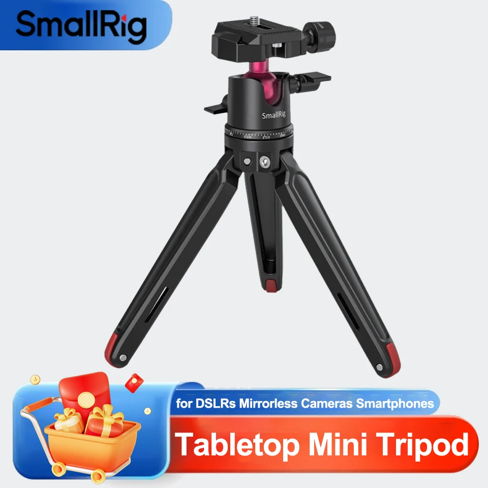 SmallRig Tabletop Mini Tripod with Panoramic Ball Head for DSLRs Mirrorless Cameras Smartphones Action Cameras or Handheld Shoot