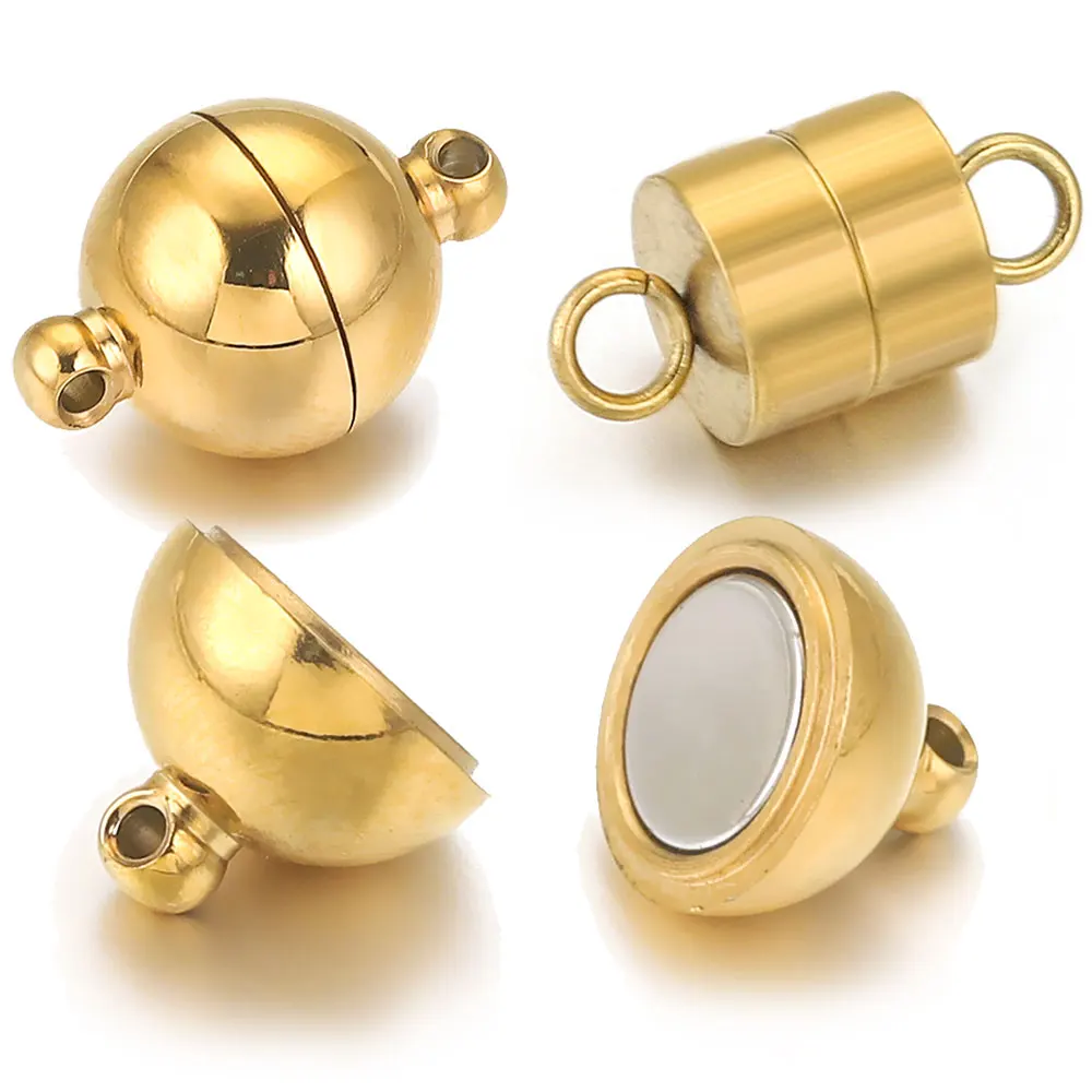 2sets Magnetic Stainless Steel Ball Cylinder Shape Clasp Connector for Bracelet Necklace Jewelry Making DIY Gold End Converter