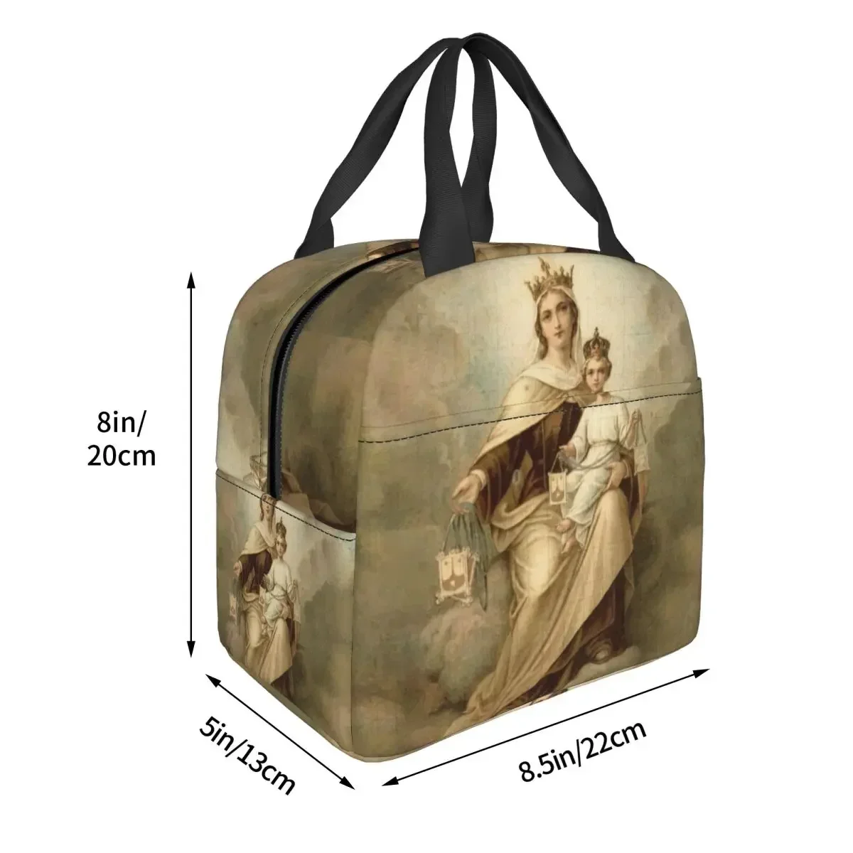 مخصص سيدة جبل الكرمل معزول حقيبة الغداء للعمل مدرسة الكاثوليكية مريم العذراء مقاوم للماء برودة صندوق غداء حراري #4