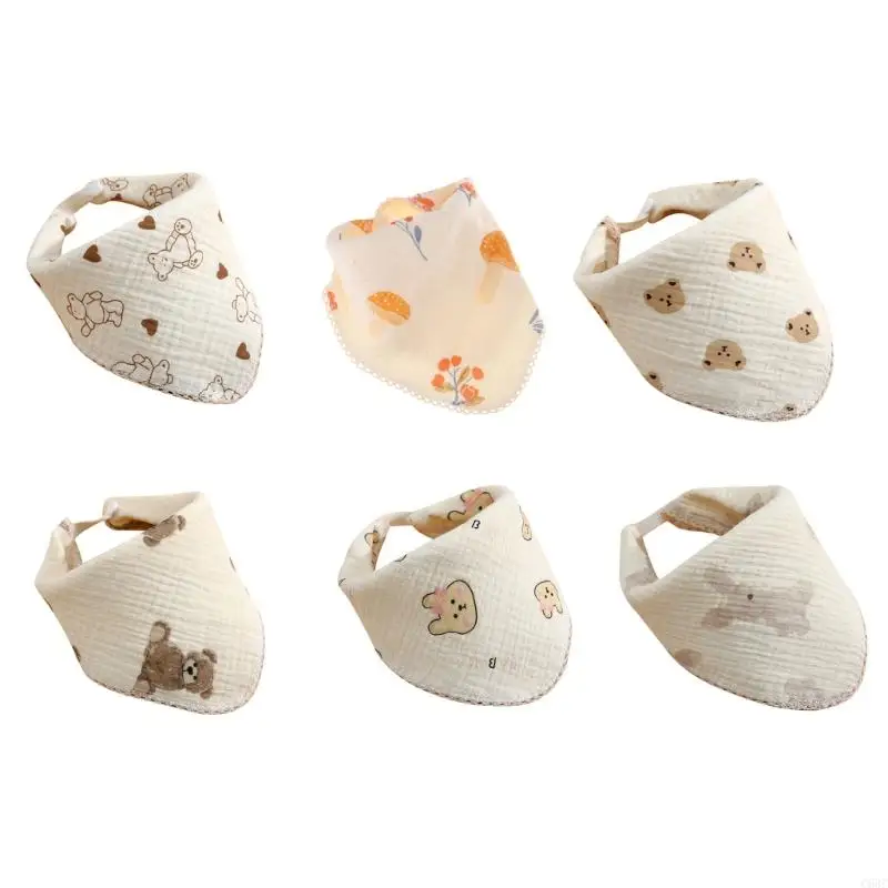 C63C Toddler Burp Cloth Thick Layer Nursing Bib Breathable Baby Cartoon Neck Scarf