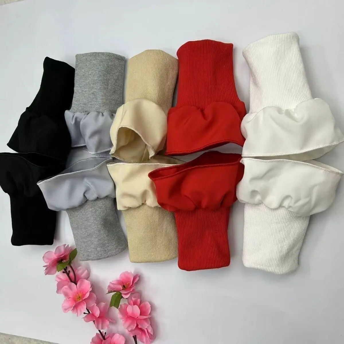 Thickened threaded fabric, knitted stretch cuffs, cold-proof clothing, windproof sleeves, elongated elastic cuffs