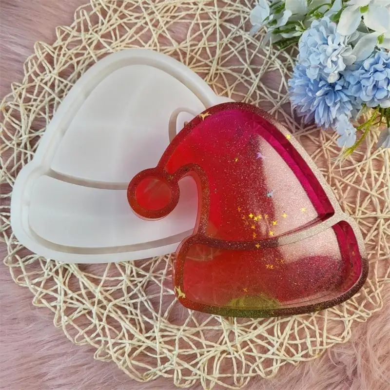 

N2UE Silicone Molds Epoxy Resin Trays Molds Christmas Hat Decorative Plate Molds Silicone Texture for Hand-Making Tray
