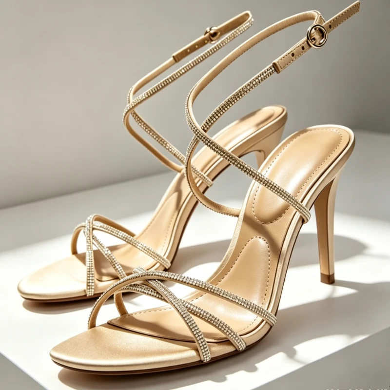 Crossfit Ladies - Glisten Rhinestone Strappy Heeled Sandals for