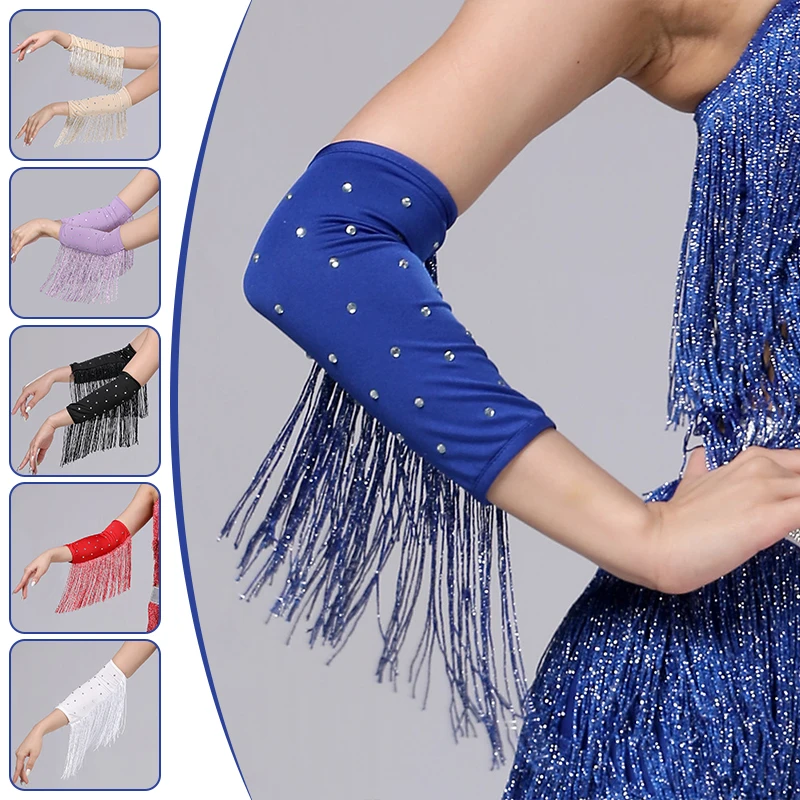 

1 пара сексуальных перчаток с бахромой для латинских танцев, перчатки для выступлений на сцене, женские рукава, аксессуары, сверление со стразами