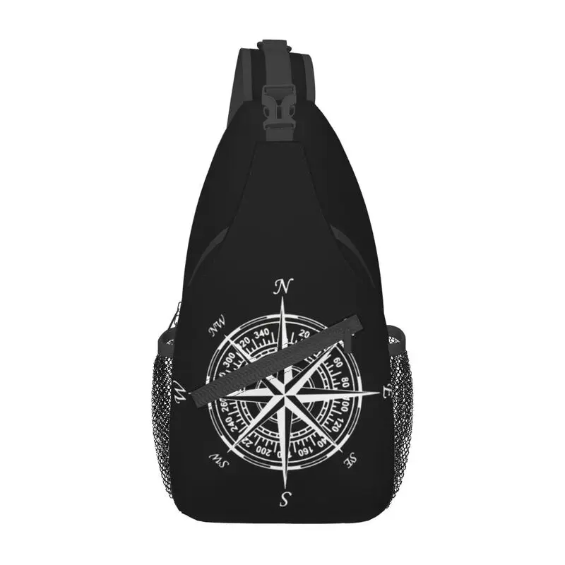 NSWE Compass Nautical Sling Crossbody Backpack Men Custom Shoulder Chest Bag for Cycling Camping Daypack