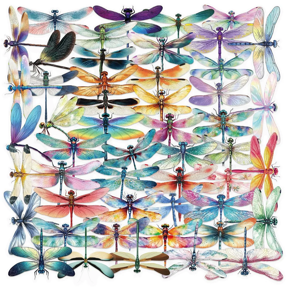 50pcs Cartoon Dragonfly Waterproof Transparent PET Sticker Accounting Material Scrapbooking Supplies DIY Stickers