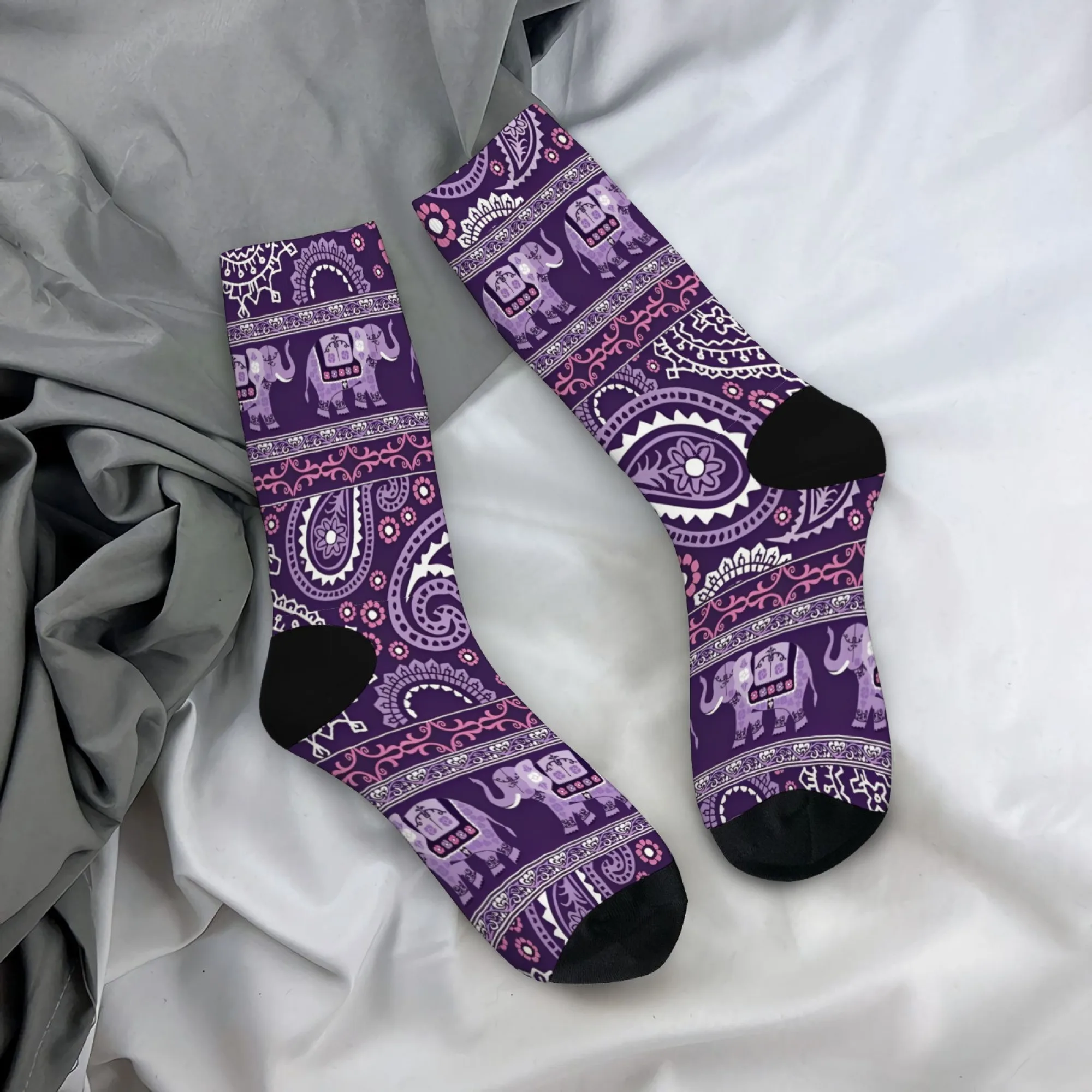 

Индийские носки со слоном пейсли, унисекс, нескользящие удобные носки с этническим узором в стиле ретро, подарок для мужчин и женщин, шикарные носки до щиколотки в стиле бохо