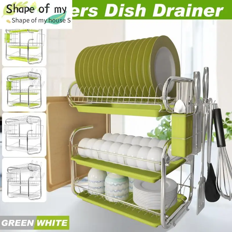 3 Tier Sink Dish Drying Rack Bowl Shelf Cutlery Holder Multi-layer Kitchen Storage Rack Shelf Plate  Chopboard Dish Rack