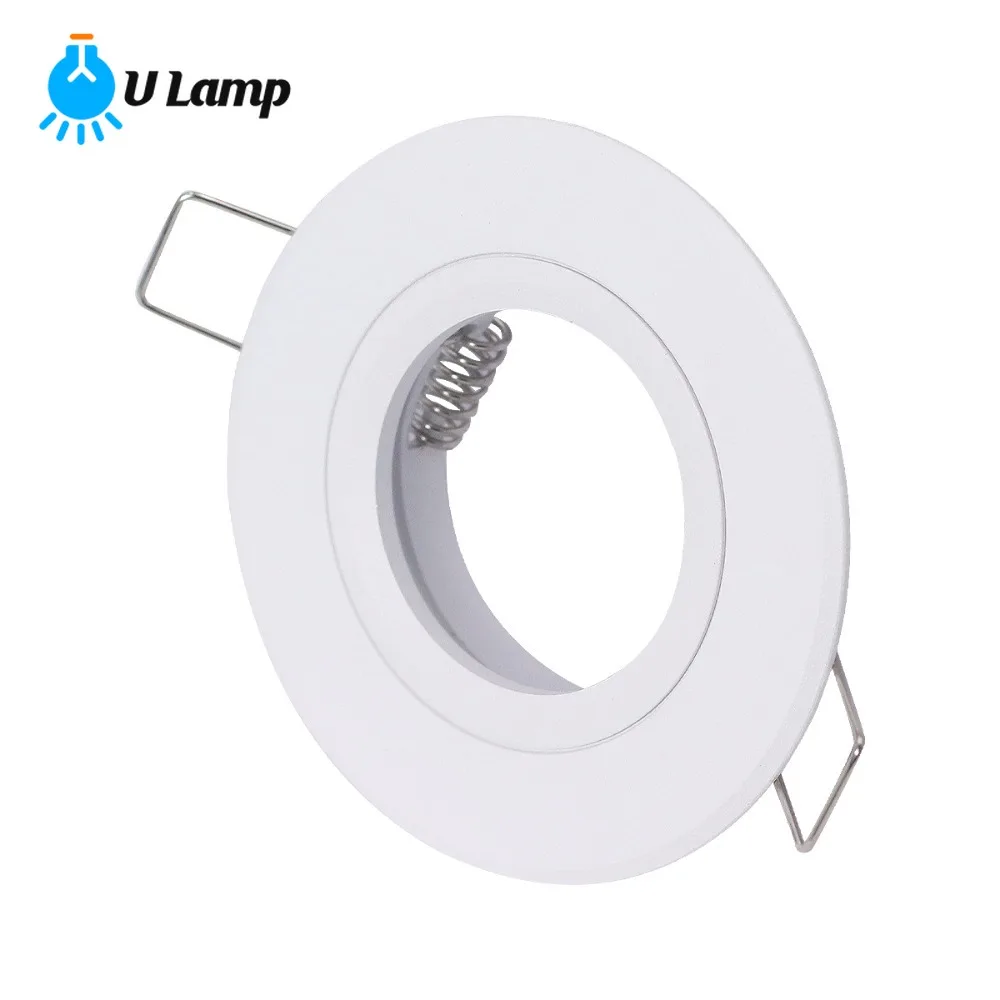 Recessed Spotlight Housing Round White MR16 GU10 Replace Light Source Ceiling Lamp Bracket Downlight Frame for Interior Lighting