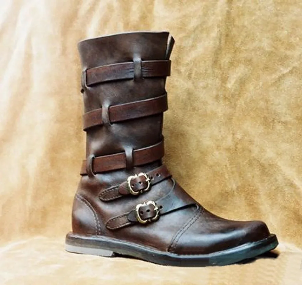 Mittelalterliche Piraten- und Ritterstiefel für Cosplay, Neue Europäische und Amerikanische Renaissance-Römerschuhe, Rollenspiel-Stiefel mit Runder Spitze und Niedrigem Absatz – Detail 5