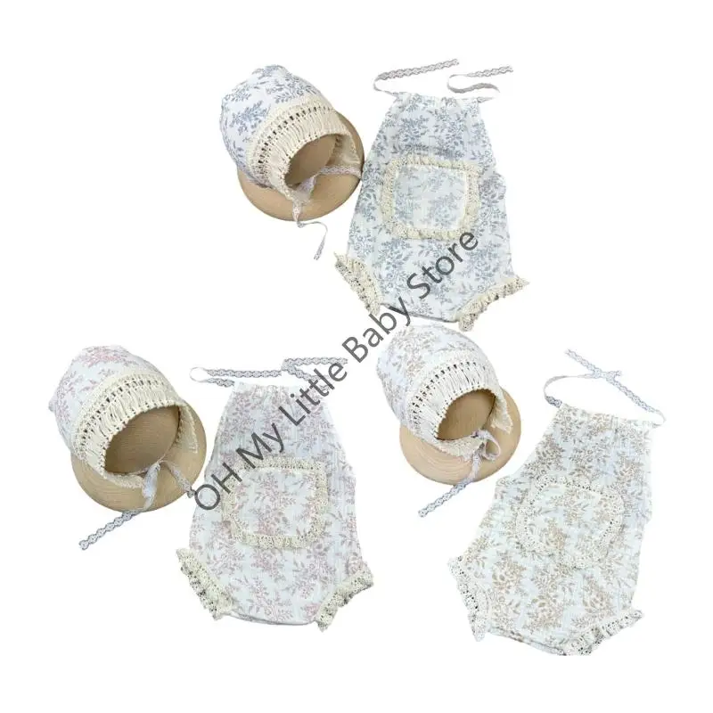 M76C زي التصوير الفوتوغرافي قبعة وملابس رومبير من الدانتيل ملابس التقاط الصور مستلزمات الأطفال #1