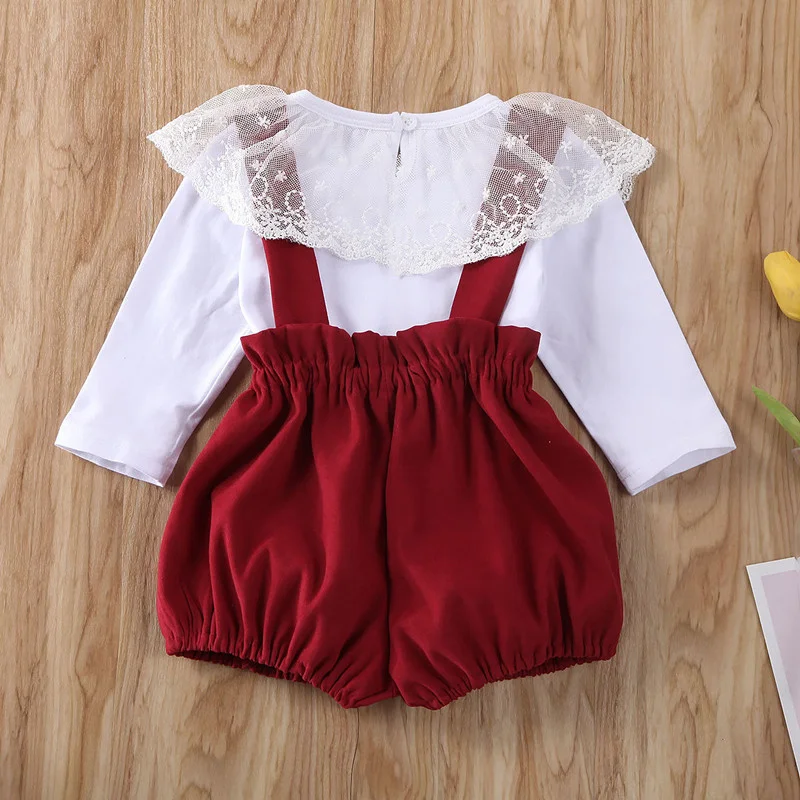 set fashion clothing autumn Children suit toddler lace top infant little girl winter shorts 2 piece 0 24 m cute newborn clothes