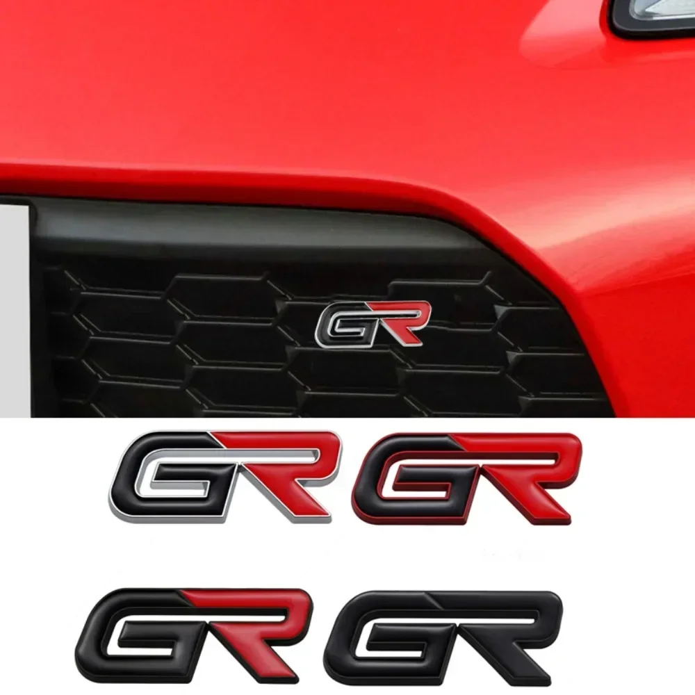 GR Logo Car Front Grille Emblem Sticker for Toyota Land Cruiser Yaris Camry Vios Corolla 4runner Auto Body Trunk Badge Decal