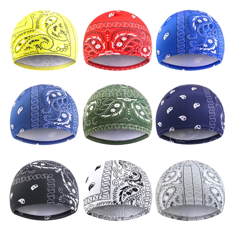 3 TEILE/LOS Neue paisley Welle Kappen Dicke Seidige Atmungsaktive Kuppel Elastische Mesh Perücke Kappe Männer Outdoor Welle Kappen – Detail 1