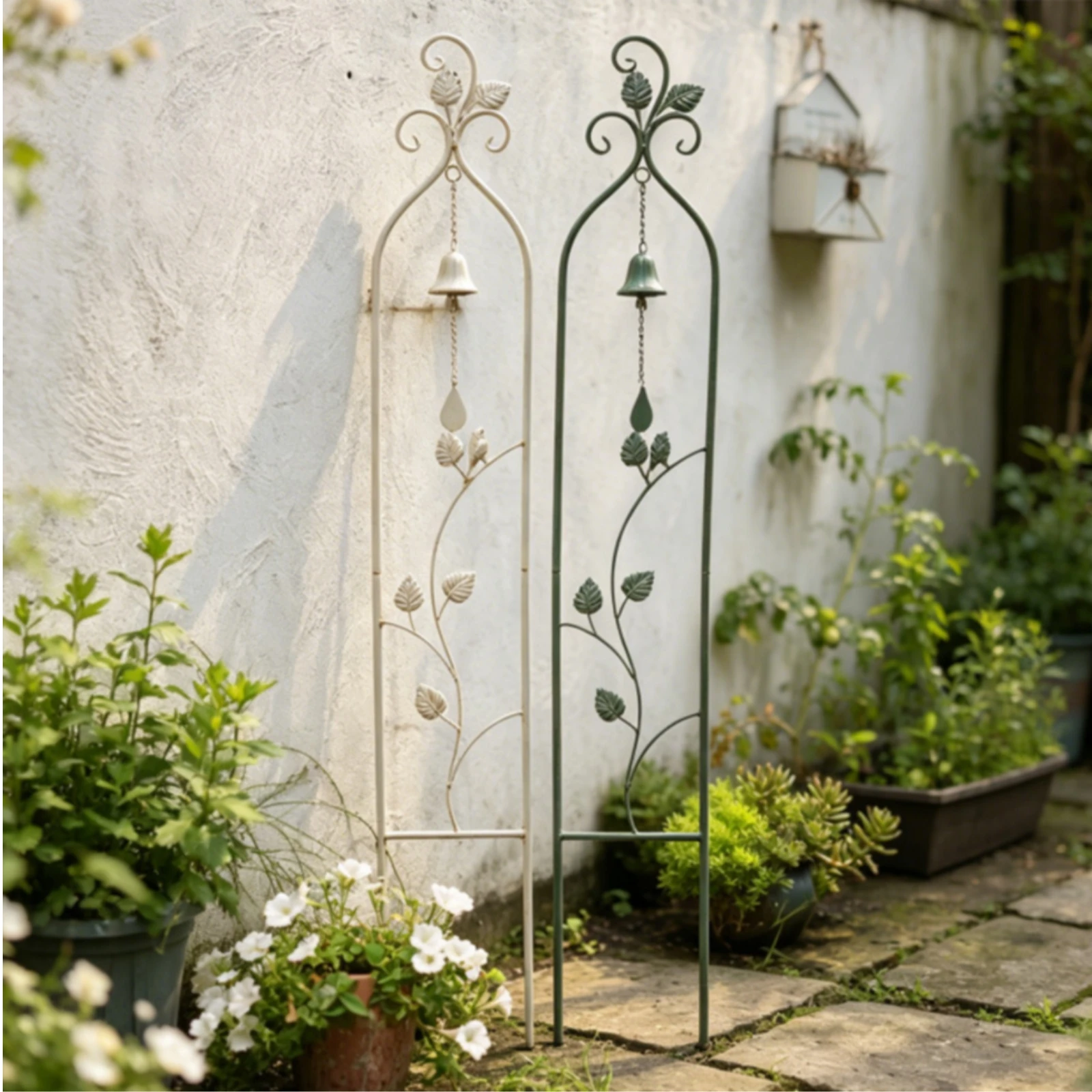 Metal Trellis with Bell Antique-Inspired Climbing Plant Support Metal Trellis Narrow Hardware Elegant for Gardeners, Courtyard