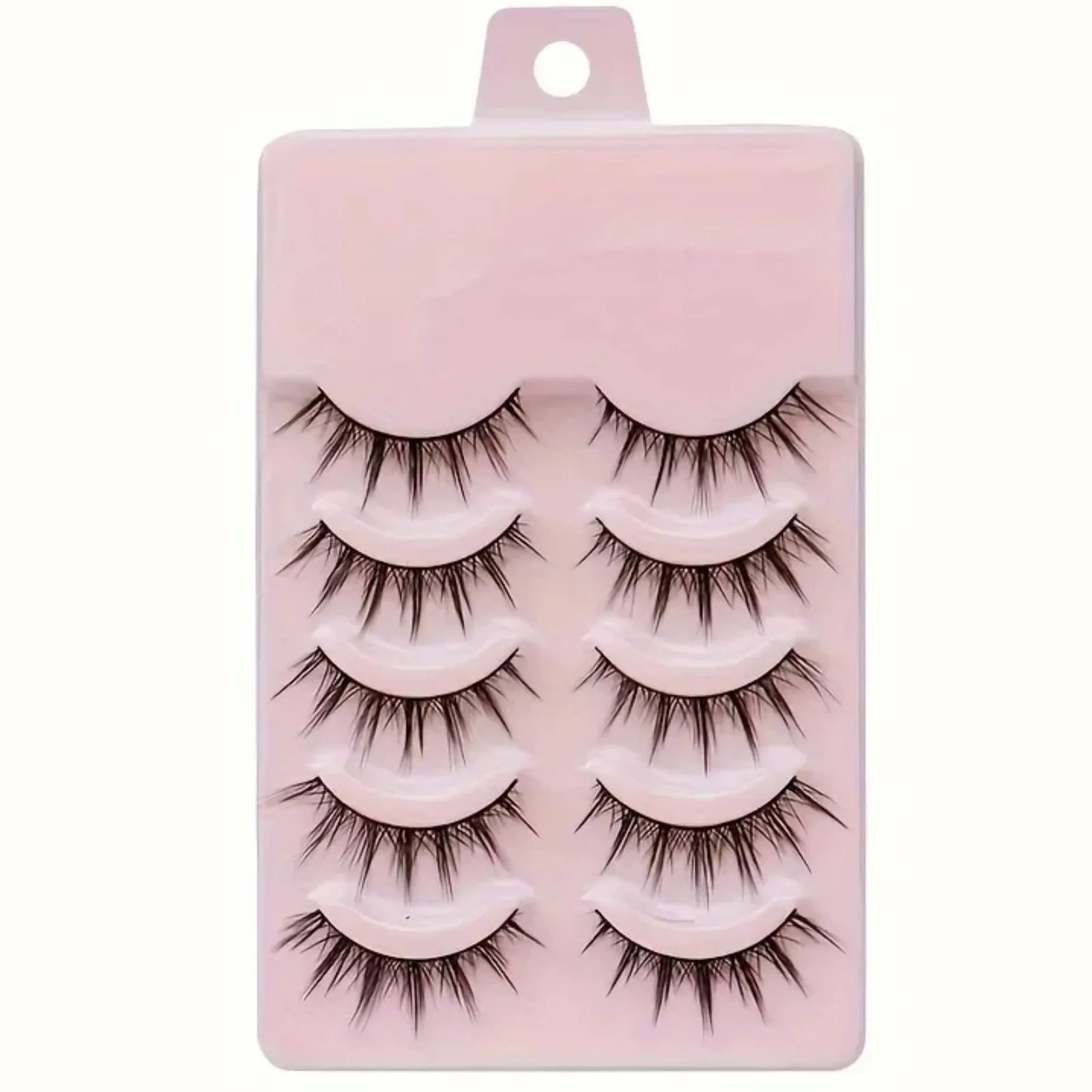 Sztuczne rzęsy Jiefuxin, rzęsy anime, 5 par, rzęsy małego diabła, naturalny makijaż na co dzień, rzęsy manga, rzęsy z przezroczystym paskiem.