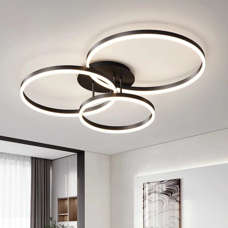 Modern Minimalism Round Ring Led Ceiling Lamp Dimmable Circles Living Room Lamps For Bedroom Lights Lightiing Lustre Luminaire