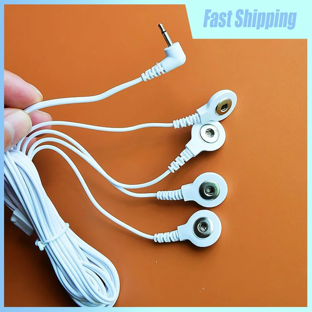 

1pc Tens Massager Electrode Lead Relaxation Accessories Massage Stimulator Tool 2/4Buttons Electrotherapy Massager Wires Cable