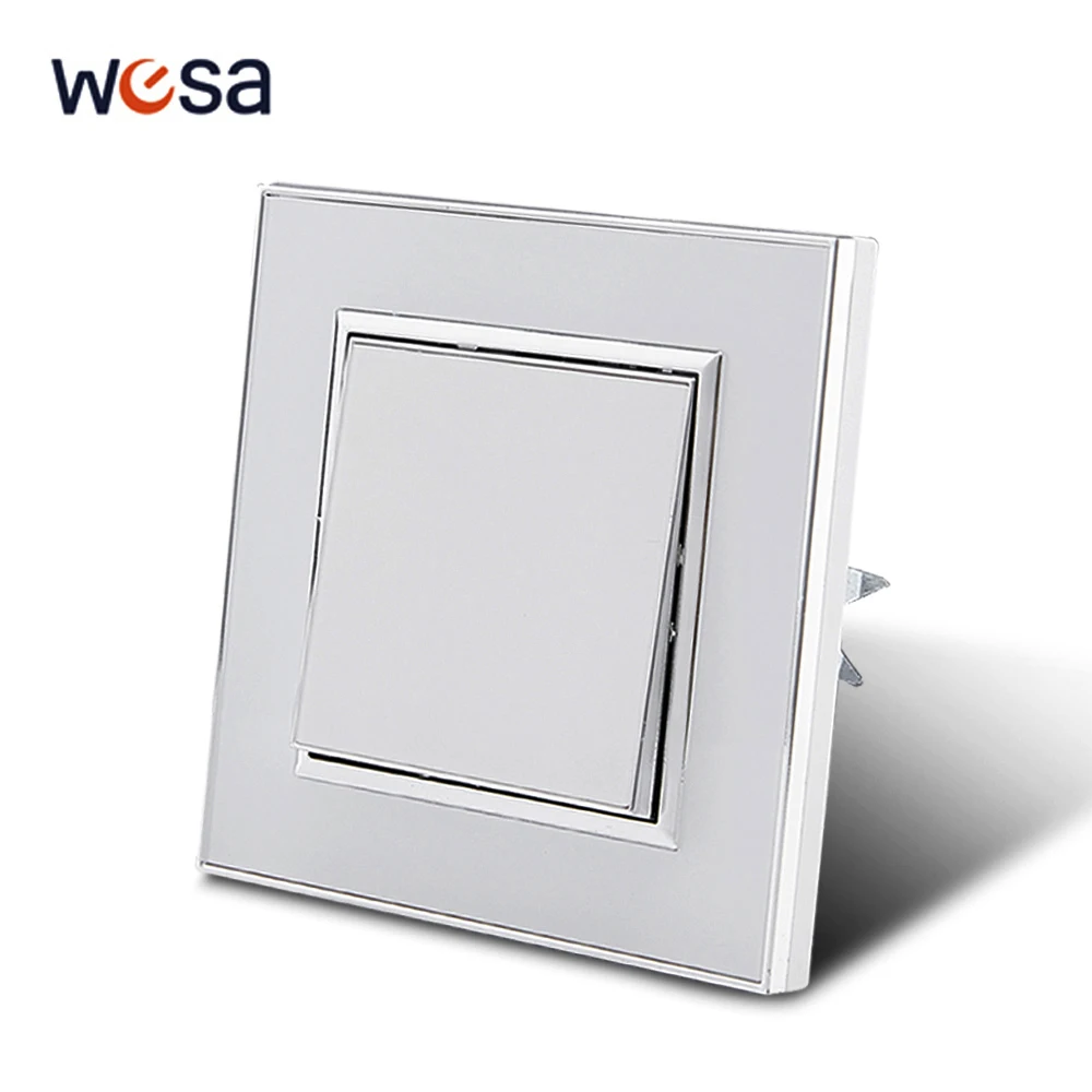 WESA White Mirror Acrylic Wall Switch Flame retardant Panel 1 Gang 1 Way Wall Rocker Switch On / Off 16A AC 250V 86mm*86mm News