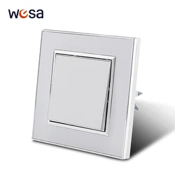 WESA-Interruptor de pared acrílico con espejo blanco, Panel retardante de llama, 1 entrada, 1 vía, interruptor basculante de pared, encendido/apagado, 16A, CA 250V, 86mm x 86mm, noticias