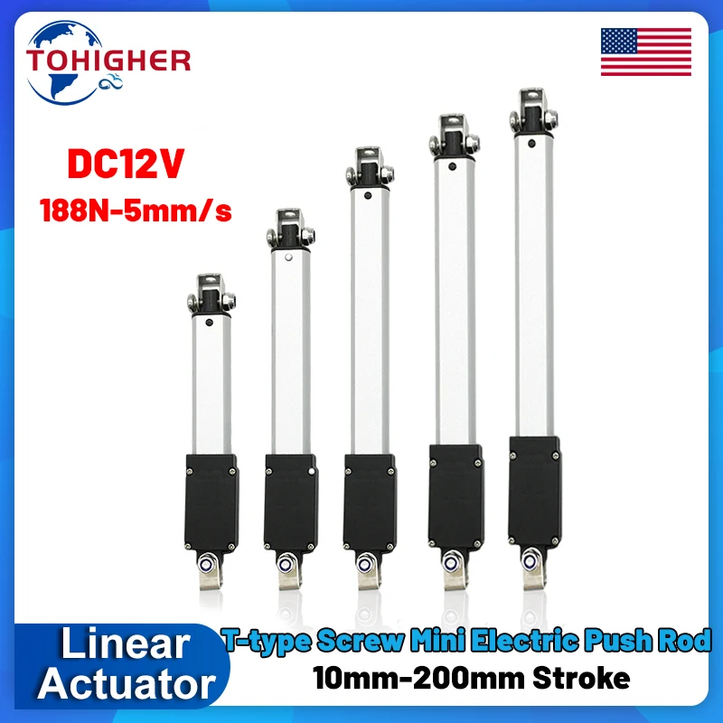 

Micro Linear Thrust Actuato DC12V Mini Electric Cylinder Push Pull Motor 10-200mm Stroke for Remote Controls Robotics Automation