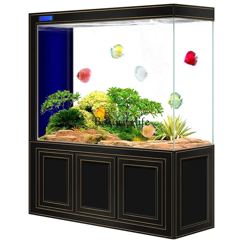 

FG26Super White Glass Fish Tank New Bottom Filter Change Water Smart New Subareas Screens Aquarium