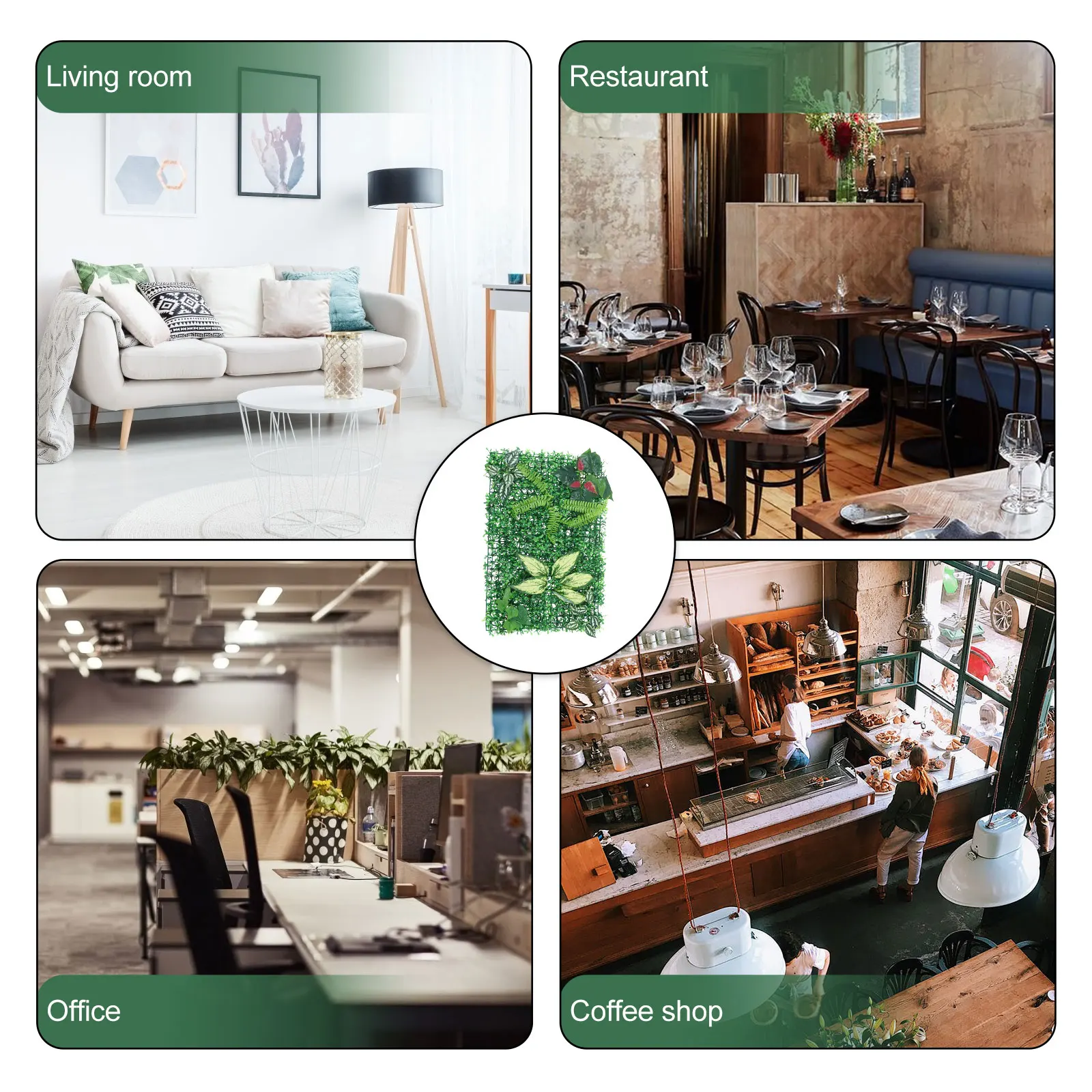 

Artificial Greenery Wall Panel Realistic Fake Plant Panel Durable Plastic Garden Fence Wall Decor Office Cafe Party Background