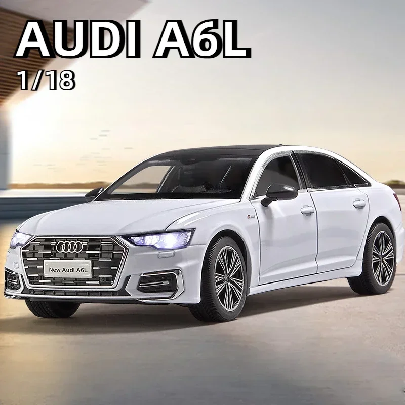 Nuovo modello di auto pressofuso in lega Audi A6L 1:18 giocattoli con suono e luce tirare indietro modello in scala giocattolo per ragazzi regali per bambini regalo di compleanno