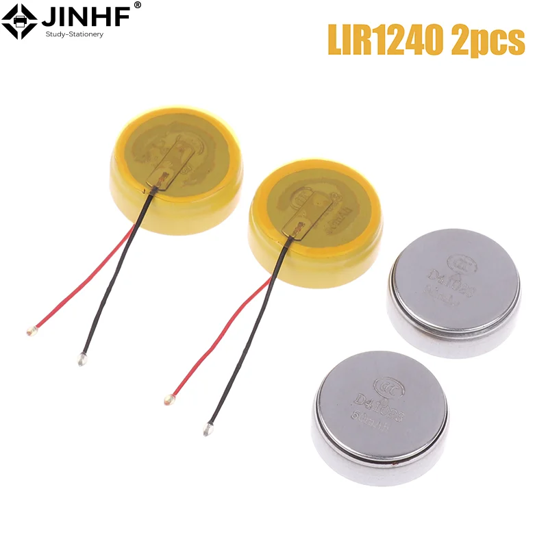 2Pcs For Bluetooth Headphone High Capacity Rechargeable 60mah Lithium Battery 3.6V LIR1240 Rechargeable Battery For Earphone