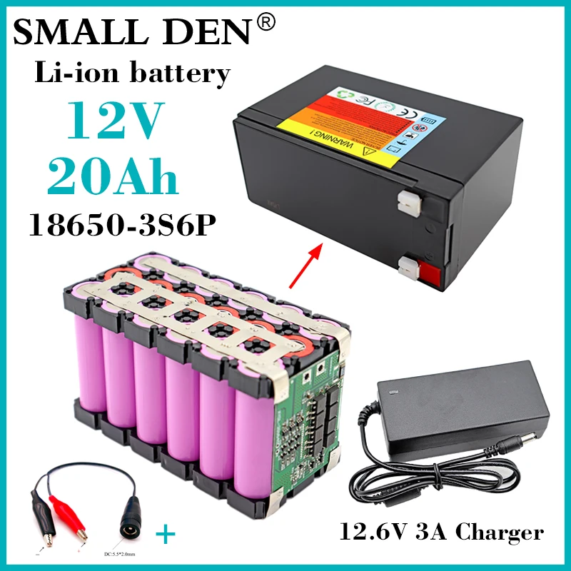 

12V 20Ah 18650 li-ion battery pack 3S6P 240W motor Sprayer device Surveillance camera UPS speaker 12V power supply+12.6V Charger