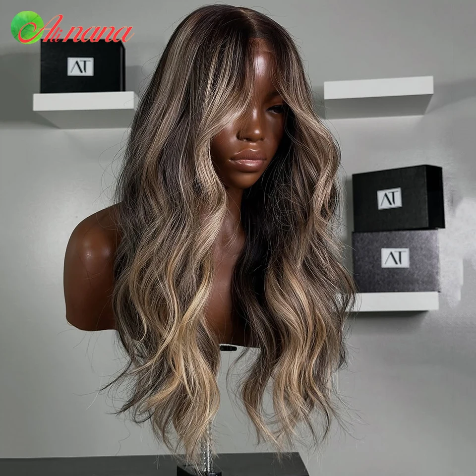 

Highlights Brown Blonde Colored 13x6 13x4 HD Lace Frontal Wig Body Wave Remy Pre-Plucked Human Hair Wig For Women 180% Density