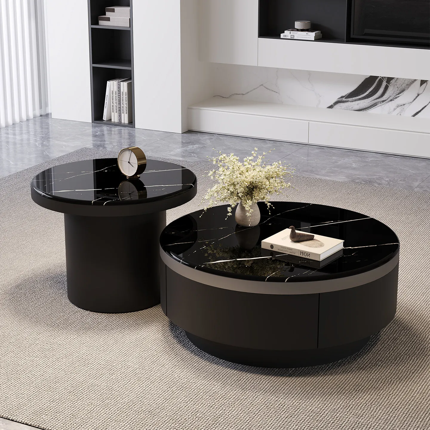 

&c Modern Simple Super Crystal Stone Round Coffee Table Living Room Household Small Apartment Elegant Light Luxury High-end New