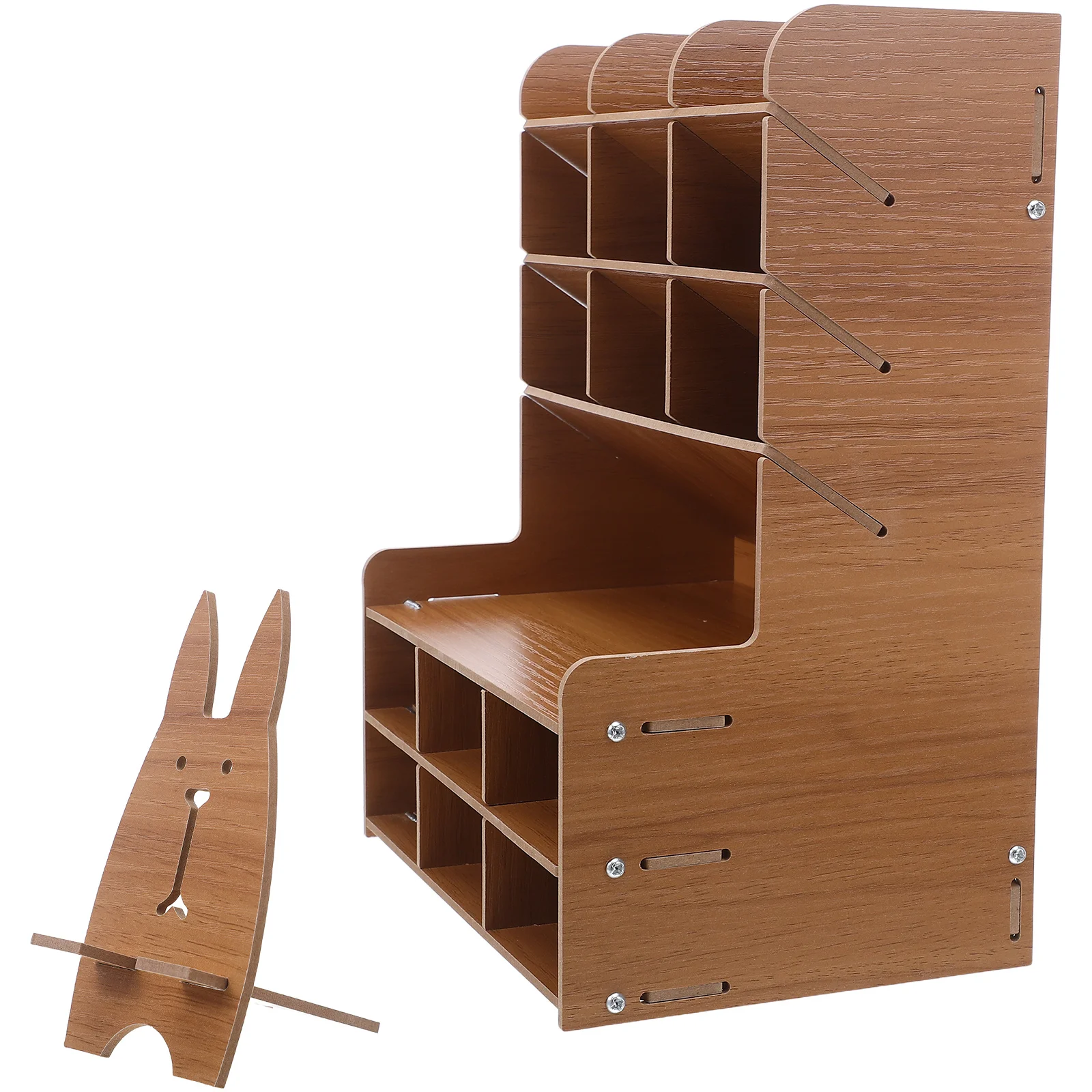 

Wooden Pen Organizer for Desk with Compartments - Solid Wood Desktop Stationery Storage Box for Pens Pencils Rulers - Aesthetic