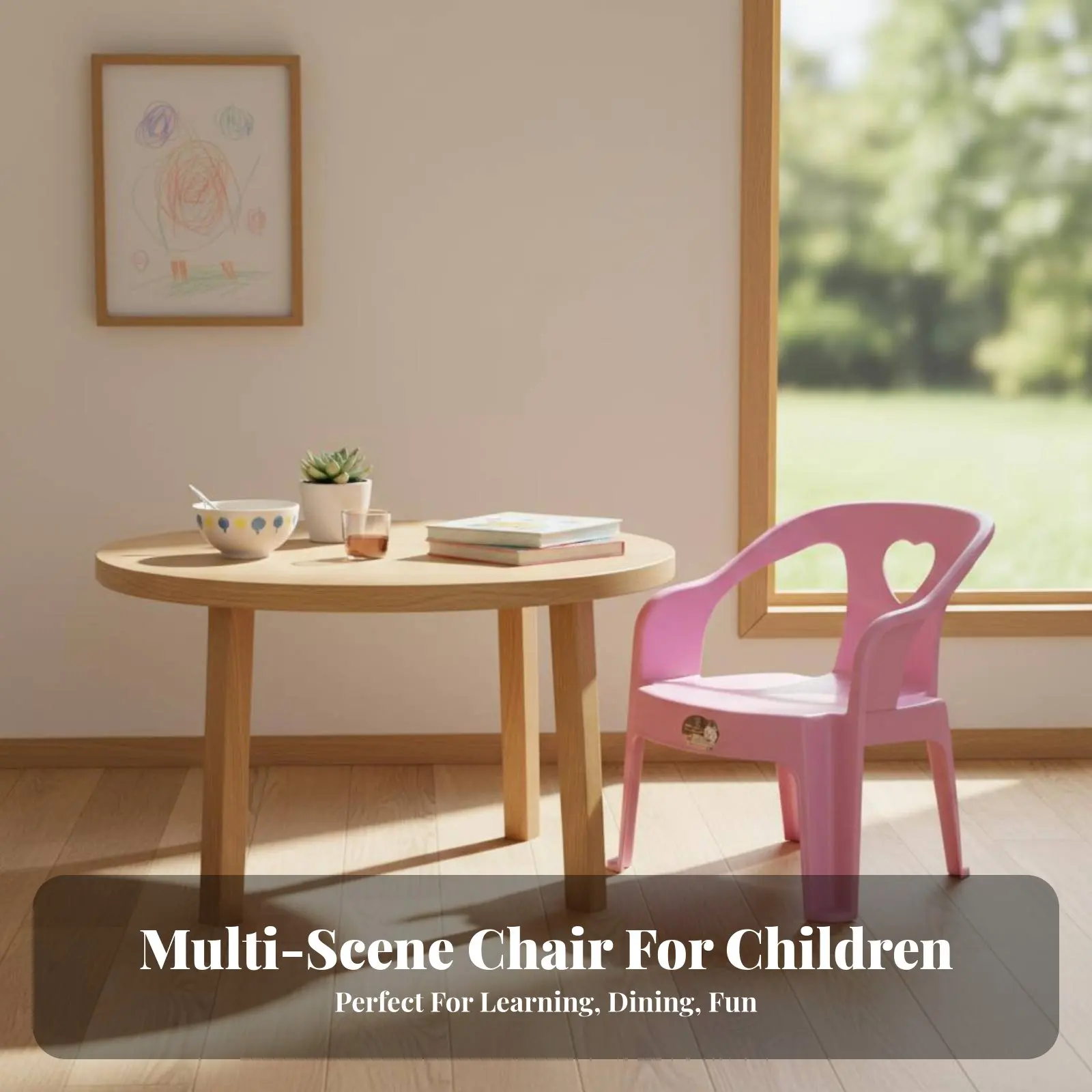 Plastic Young Child Armchair Armrest Design Four-Legged kid's Chair Anti-Slip Feet Rounded Corners for Children, Classroom