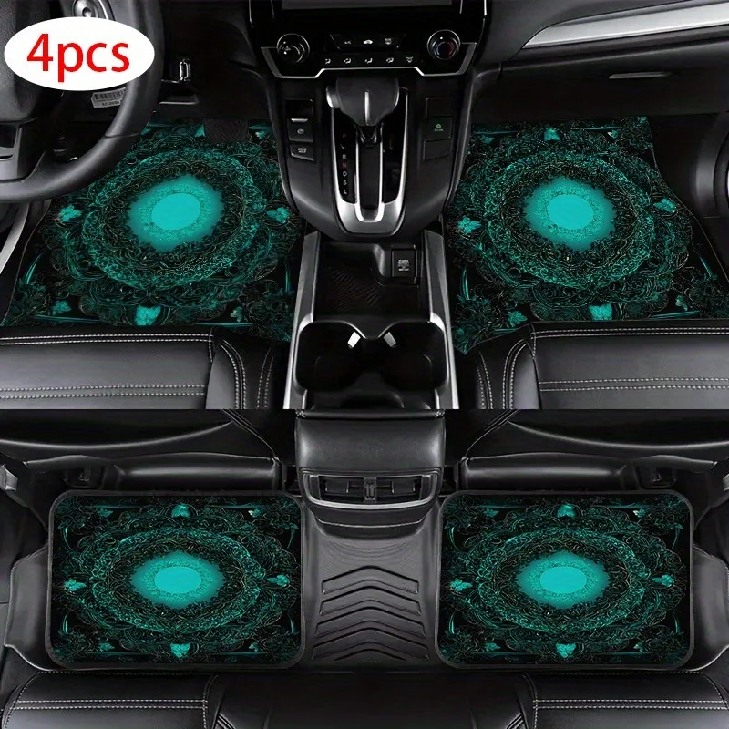 

4pcs Mysterious Teal Abstract Pattern Design Car Interior Floor Mats, Suitable For Sedan, Truck, SUV Fashion Interior Protection