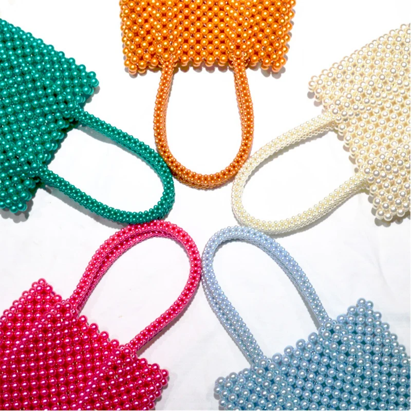 Handheld Pearl Large Capacity Handbags for Women Fashion Personality Beaded Multi-color Large Shoulder Tote Bag Women