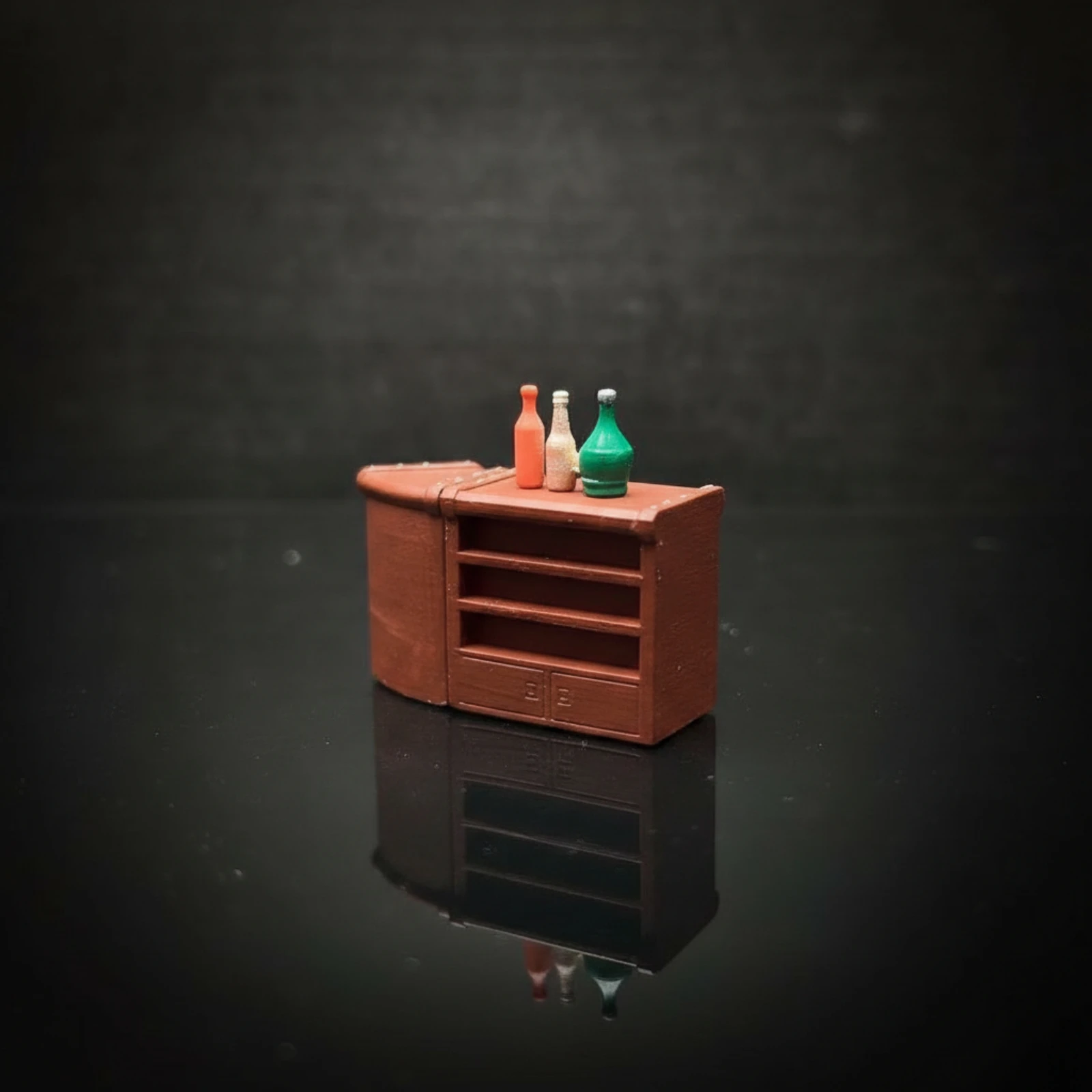 Miniature Bar Counter Realistic Bar Counter with Bottles Dollhouse Pub Set Detailed Diorama Furniture Compact for Collectors view 5