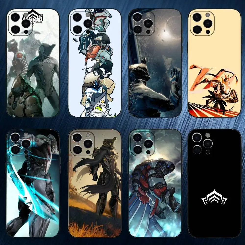 

W-Warframe Phone Case For iPhone 17,16,15,14,13,12,11 Plus,Pro Max, Black Silicone Cover