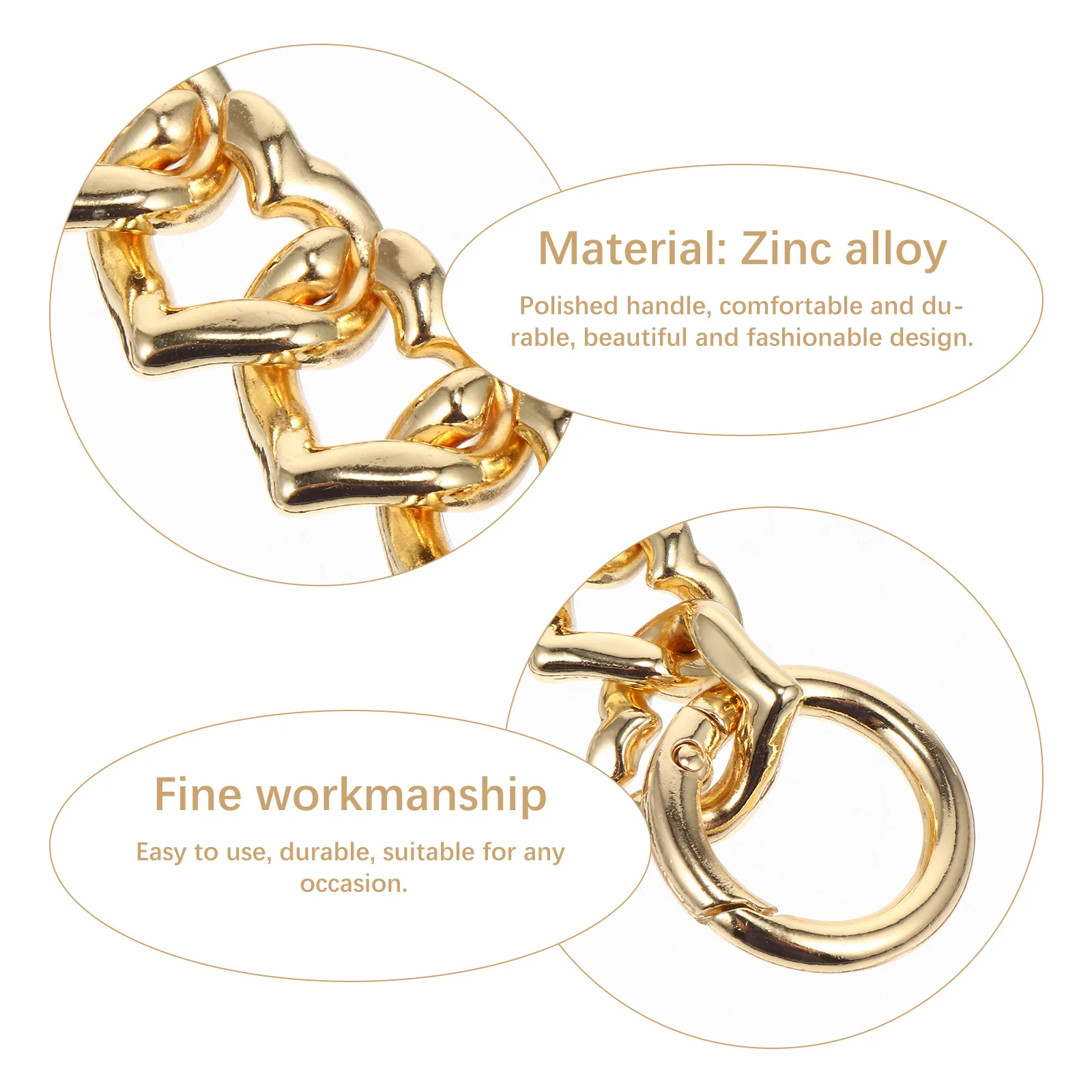 

1pc Heart Shaped Metal Handbag Chain Zinc Alloy Fashion Strap For Women Bag Sling Clutch Pouch Shoulder Purse Accessory