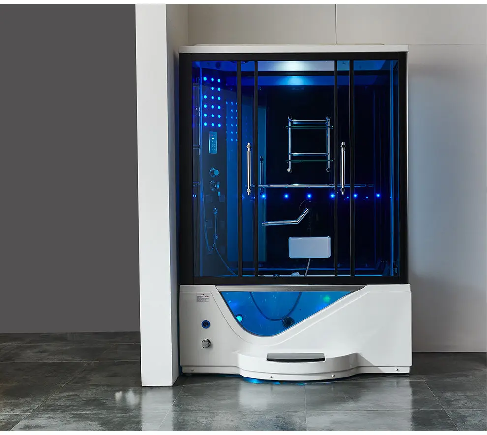 1.6 meters luxury integrated villa bathroom steam shower room acrylic bathtub massage integrated closed sauna
