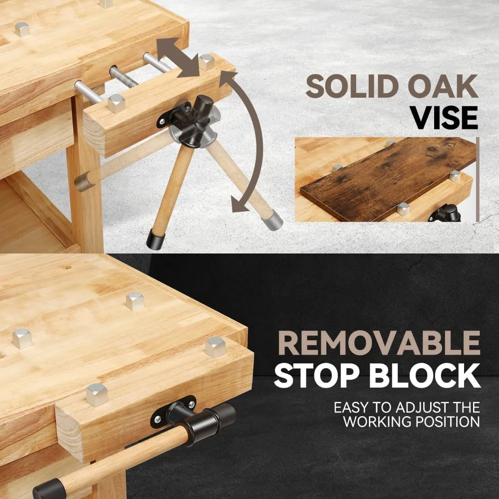 "60 Inch Heavy Duty Adjustable Woodworking Bench with 500 lbs Capacity"