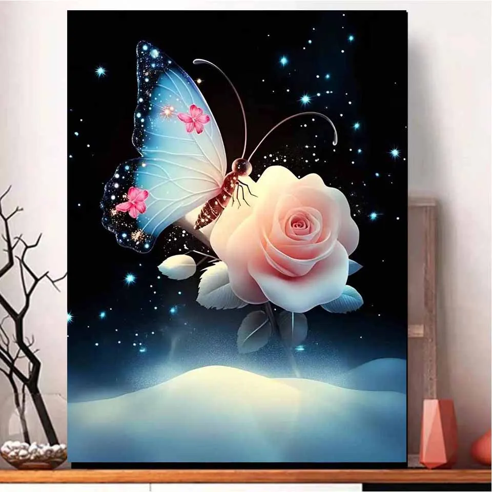 

New Diamond Painting Butterfly Jewelry Cross Embroidery Flower Mosaic Embroidery Rhinestone 5D DIY Handmade Gift Home Decoration