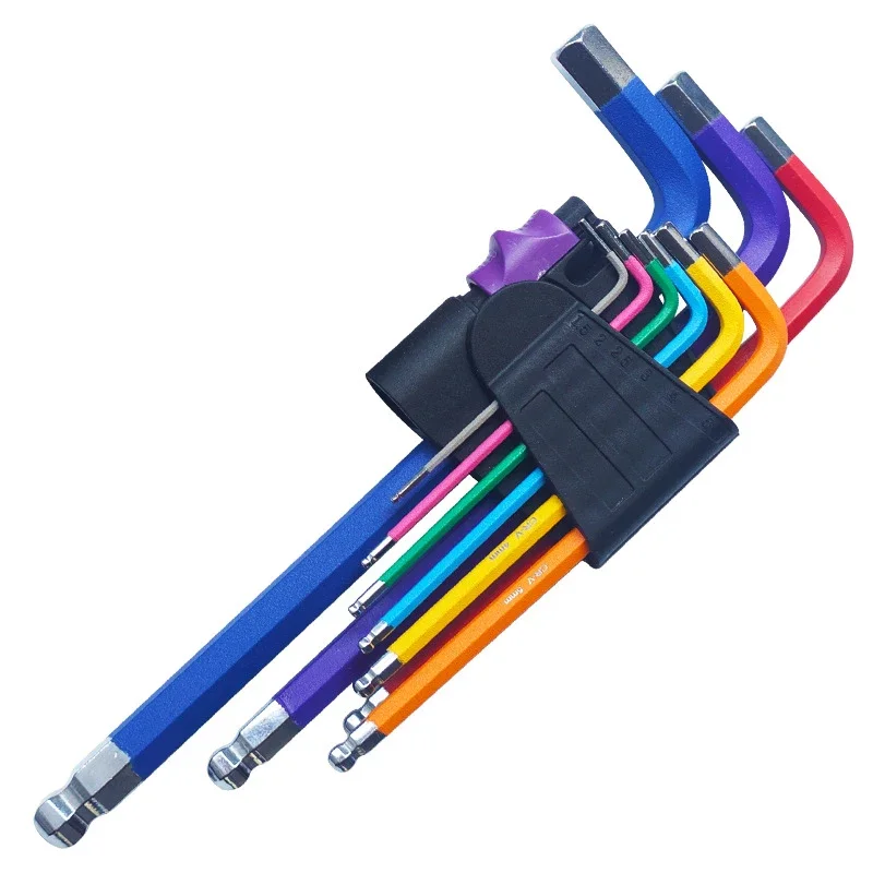 Colorful Hexagonal Wrench Set High Hardness Hexagonal Wrench 9Pcs Multi-functional Ball Head Flower Shaped Hexagonal Screwdriver